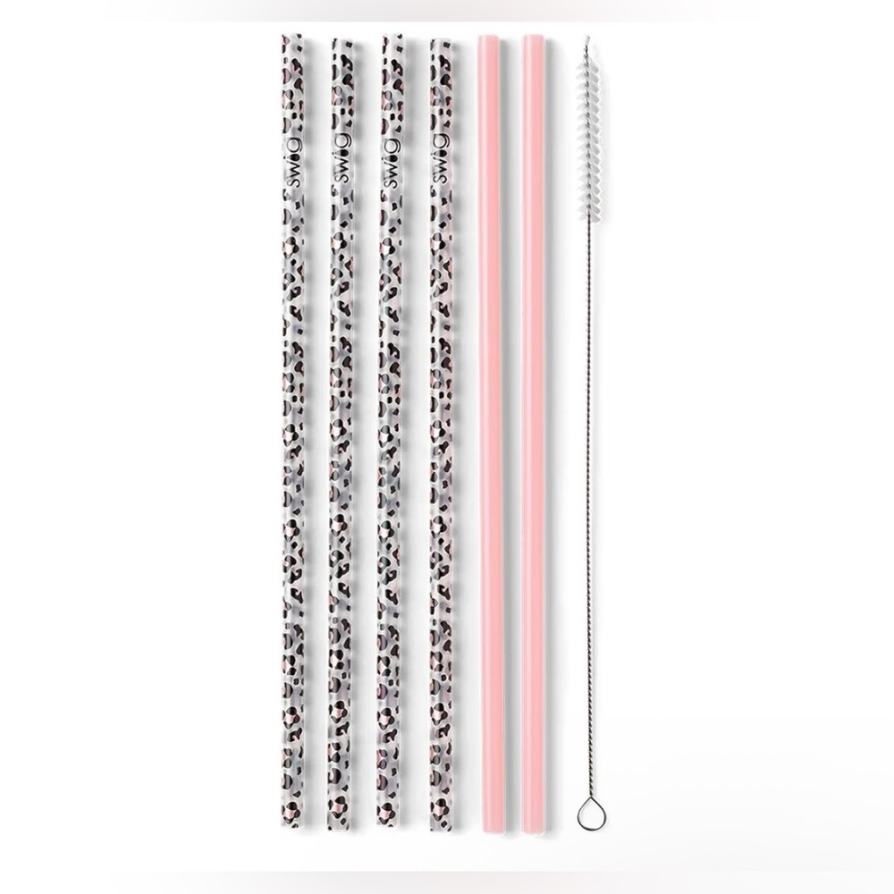Swig Life NWT Luxy Leopard + Blush Reusable Straw Set
